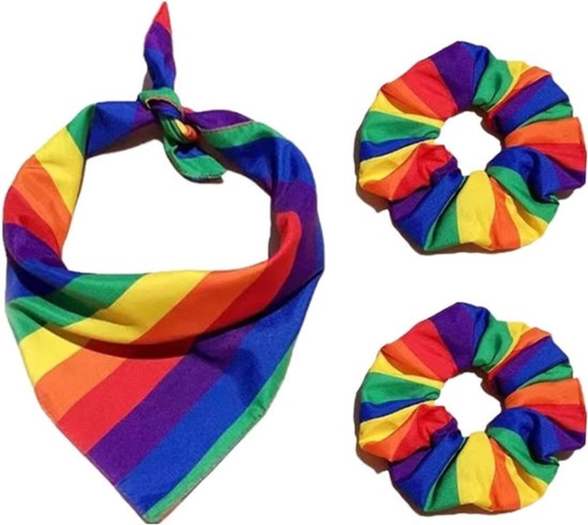 Haarelastiekje 2 Stuks - Regenboog - Haaraccessoires Meisje - Decoratief - Zacht Materiaal - Polyester-Katoen - Haaraccessoire