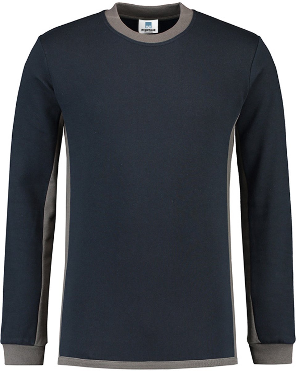 Lemon & Soda contrast sweater in de kleur donkerblauw met pearl grey in de maat XXL