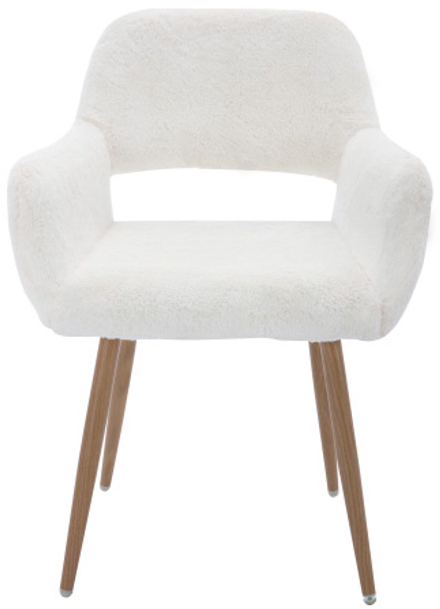 Luxe Bureaustoel - Teddy Stof Ergonomisch met Open Rugleuning - Wit
