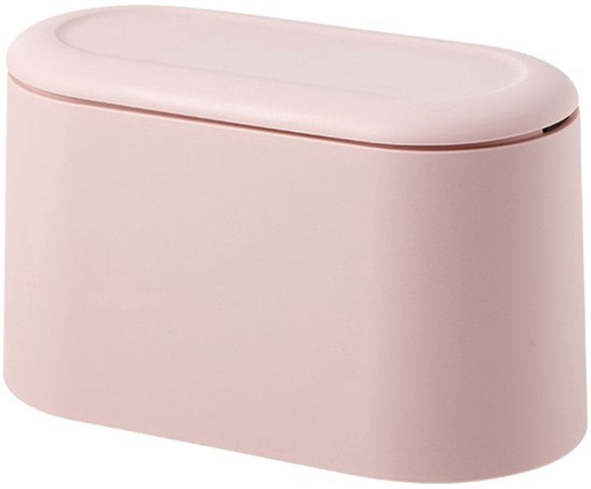 Prullenbak - Aanrecht Afvalbakje - Tafelafvalbakje - Mini-prullenbak met Deksel - Tafelafvalemmer - Voor Kantoor, Badkamer, Keuken en Slaapkamer - PP - Roze - 22*11*13 cm - Badkamerprullenbakken - Afvalemmer - Prullenmand - Auto prullenbak