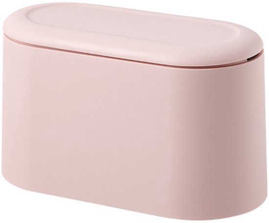 Prullenbak - Aanrecht Afvalbakje - Tafelafvalbakje - Mini-prullenbak met Deksel - Tafelafvalemmer - Voor Kantoor, Badkamer, Keuken en Slaapkamer - PP - Roze - 22*11*13 cm - Badkamerprullenbakken - Afvalemmer - Prullenmand - Auto prullenbak