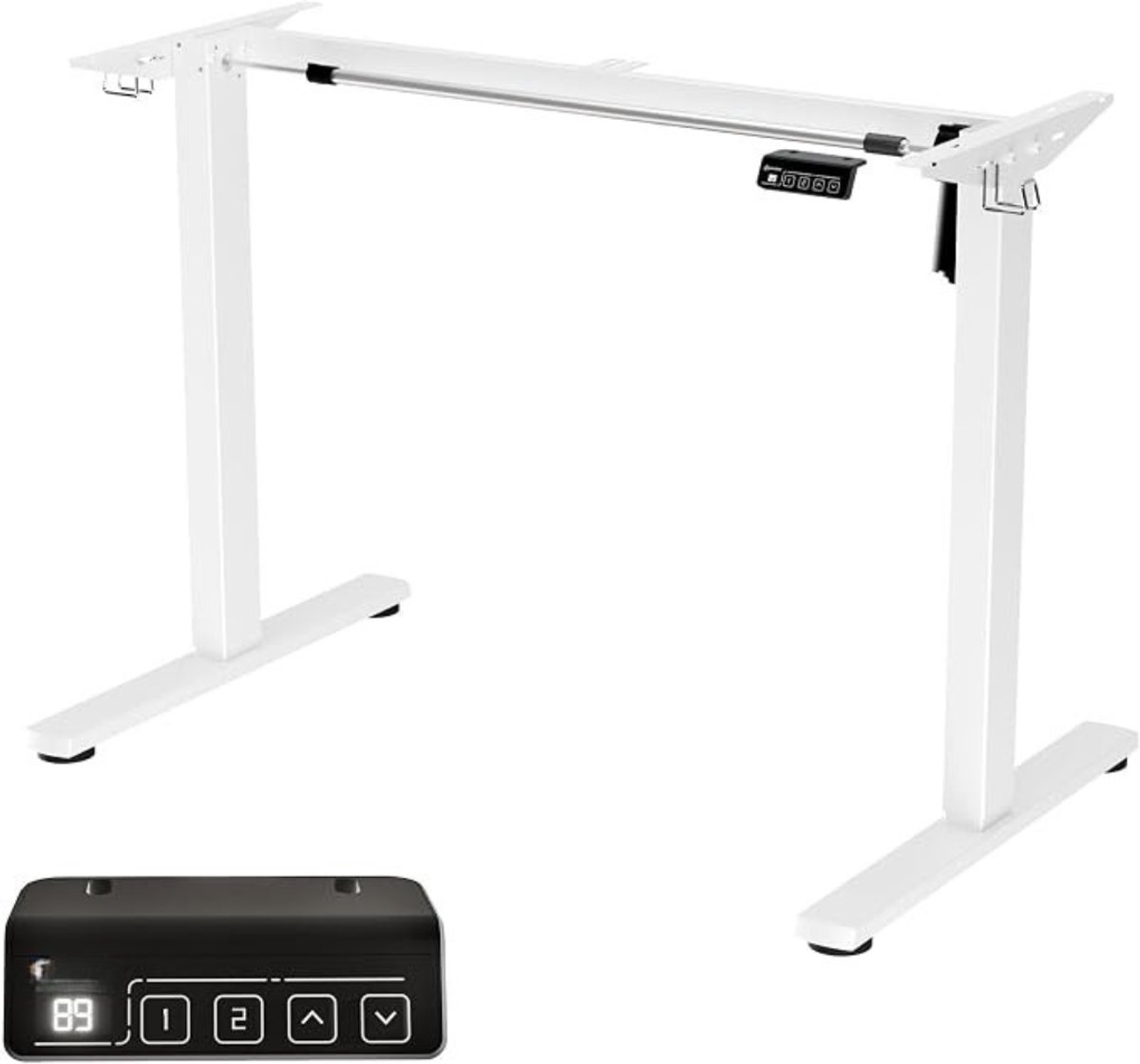 Thuys - Elektrisch Zit-Sta Bureau Onderstel – In Hoogte Verstelbaar 73–118 cm – 1 Motor – 70 kg Draagvermogen – 2 Geheugenstanden – Wit – Zonder Tafelblad