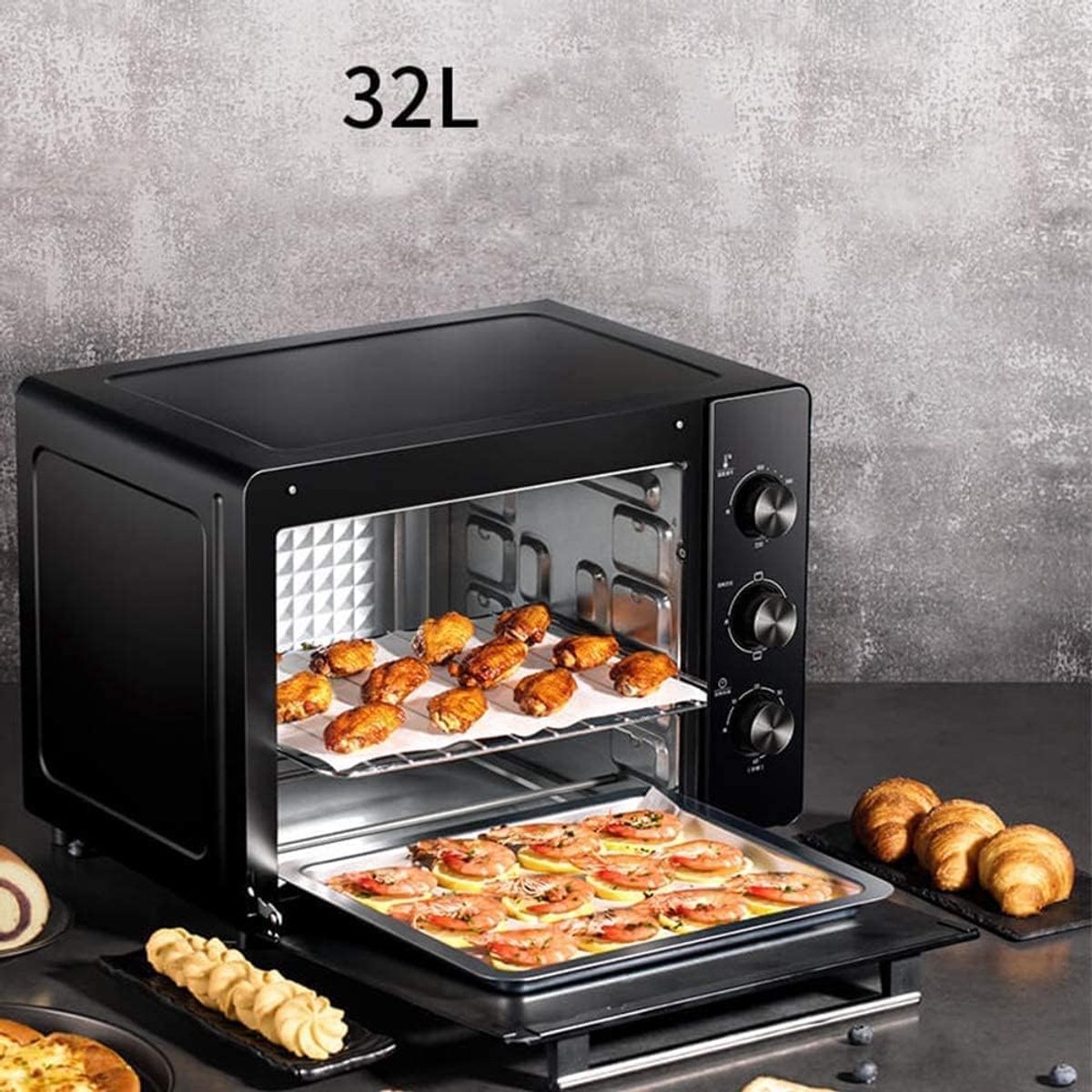 Multifunctionele Oven - Aanrecht Ovens - Snel Koken - 10 Keukenfuncties - 1.1 Kubieke Voet - Roestvrij Staal