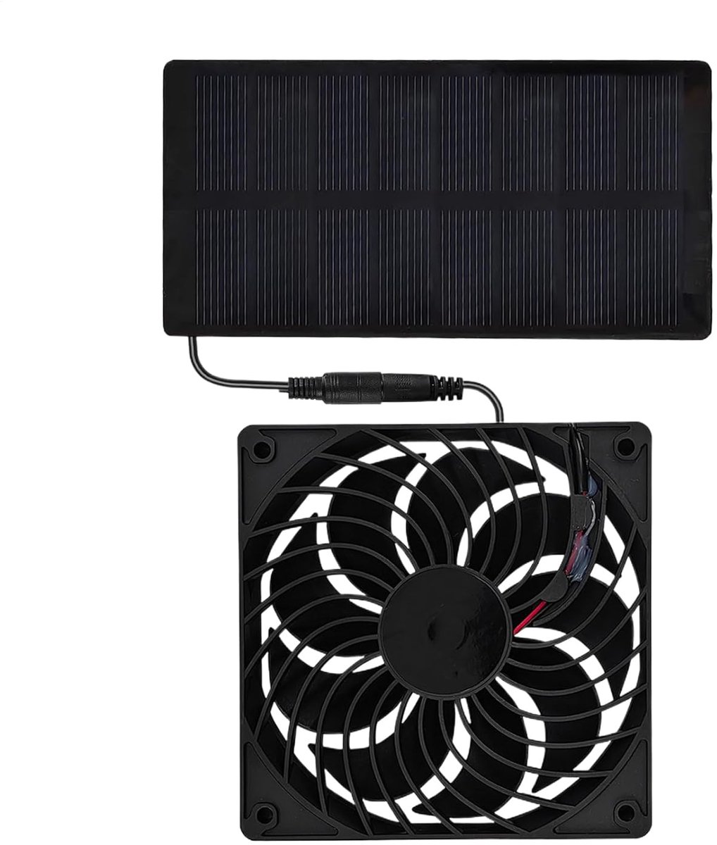 Zonne Ventilator - Koel Systeem - Lucht Verplaatsen - Nul Stroomverbruik - 0.8W - Zwart
