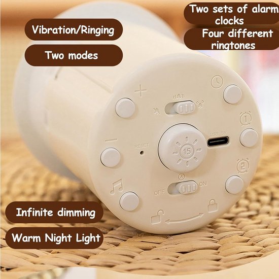 Pluche Wekker - Kinderwekker Nachtlamp - Ontspannen Wakker Worden - Schattige Capibara Vorm - Ongeveer 25 cm - Bruin — afbeelding 3