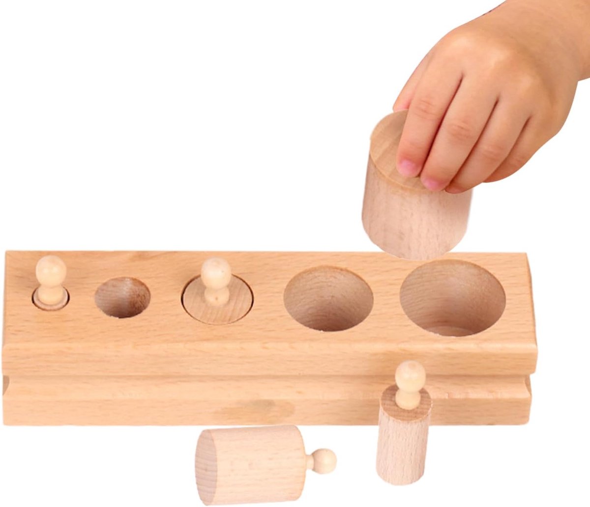 Vormenstoof Blokken - Educatief Speelgoed - Vroeg Leren - Natuurlijk Hout - 17 x 5 x 4 cm - Houtkleur