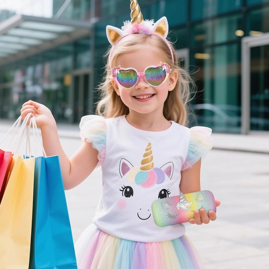 Hartvormige Kinderzonnebril Meisjes met Eenhoorn, UV400 Bescherming en Hoesje van Merkloos — afbeelding 5
