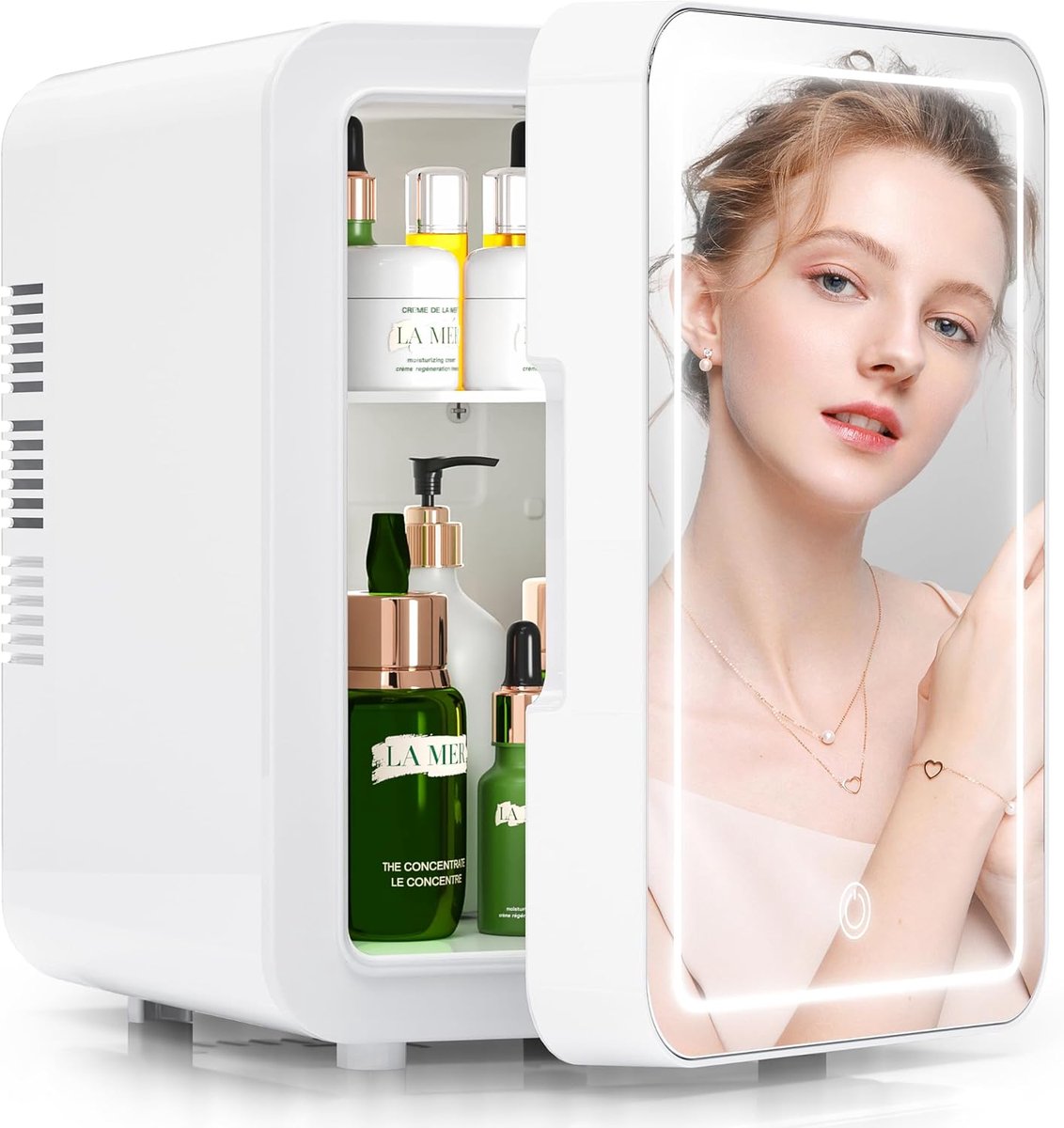 Mini Koelkast - Cosmetica Koeler - Dranken Koelen - Spiegel Deur - 6 Liter - Wit