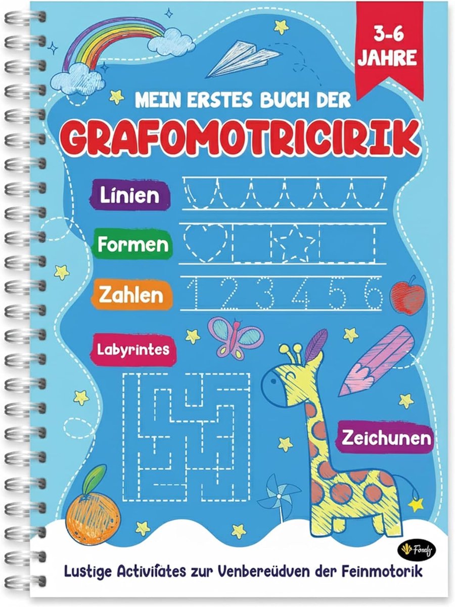 Oefenboeken Voorschoolse - Schrijfoefeningen Kleuters - Leren Schrijven - Grafomotorische Vaardigheden - A4 Formaat - Meerkleurig