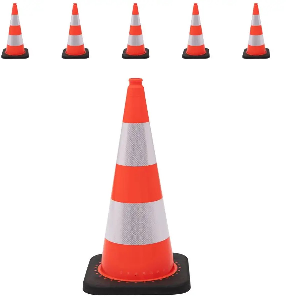 Ri-Traffic verzwaarde flexibele verkeerskegel - reflectieklasse 2 | 75 cm | 5 stuks