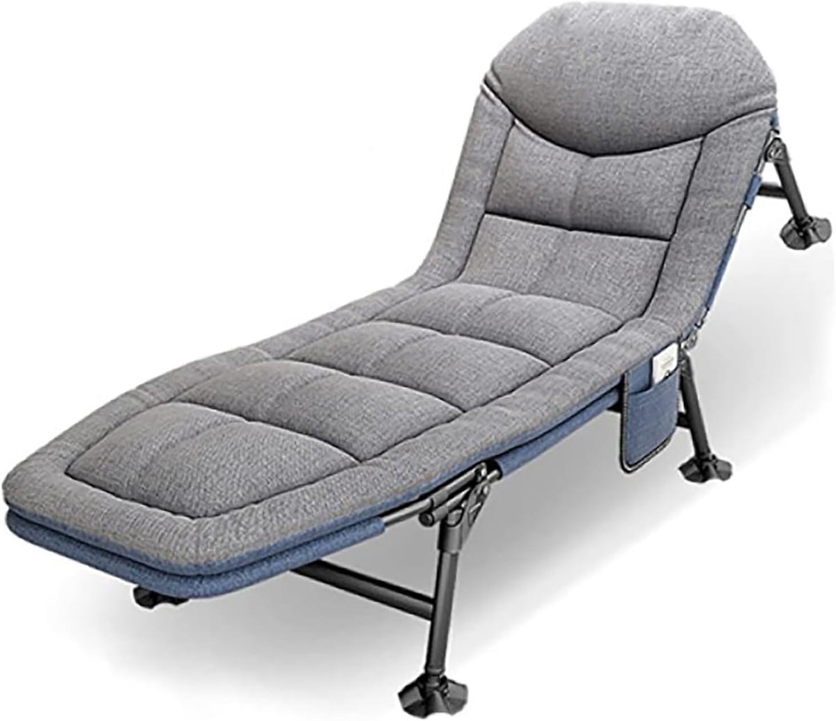 Kampeerbed met Matras - Opklapbaar Logeerbed - Buiten Ontspannen - Verstelbare 5 Posities - 160 kg Draaglast - Grijs