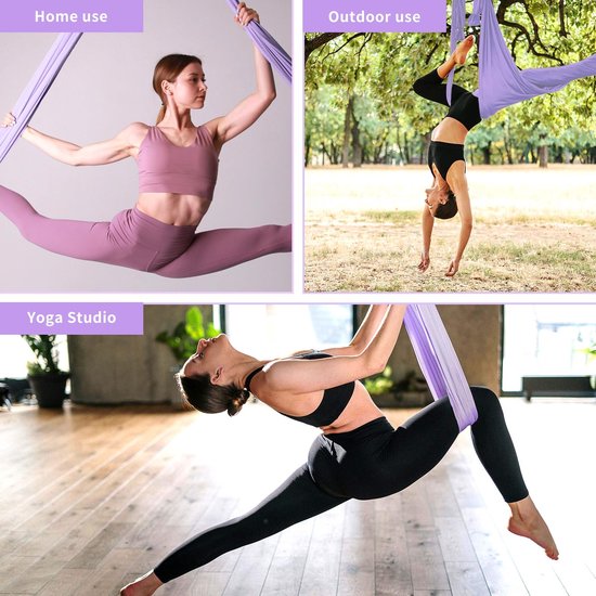 Dailygoods- Aerial Yoga Hangmat - Huidvriendelijk - Schuimhandvat - Verstelbaar - Geschikt voor Thuispraktijk - Uitstekend Vakmanschap - Yogahangmat van Dailygoods — afbeelding 4