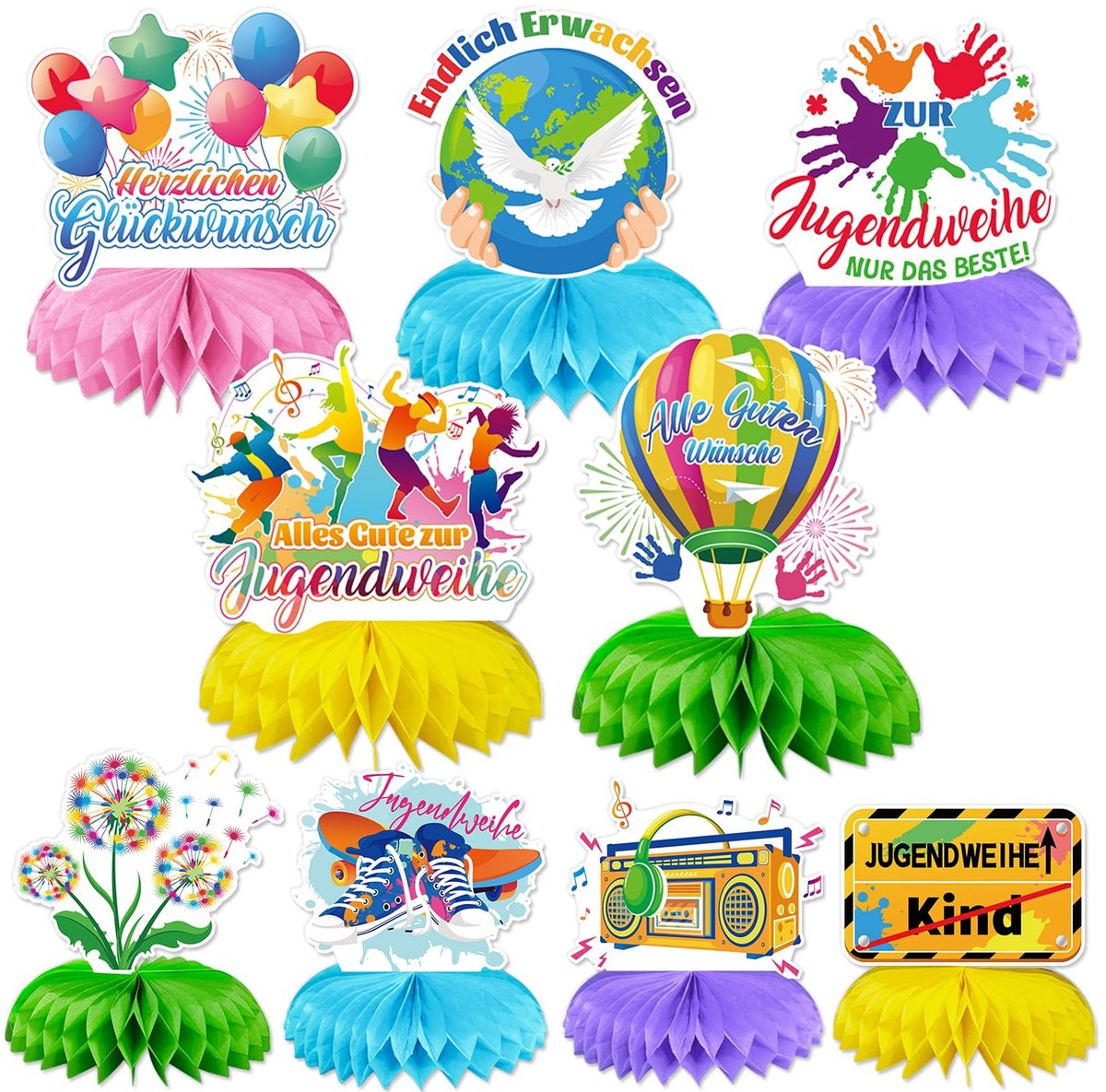 Dailygoods- Tafelkleed Jeugdwijding - Tafeldecoratie Honingraatpatroon - Decoratie voor op Tafel - Papieren Tafeldecoraties - Eenvoudig in Gebruik - Happy For Jeugdwijding