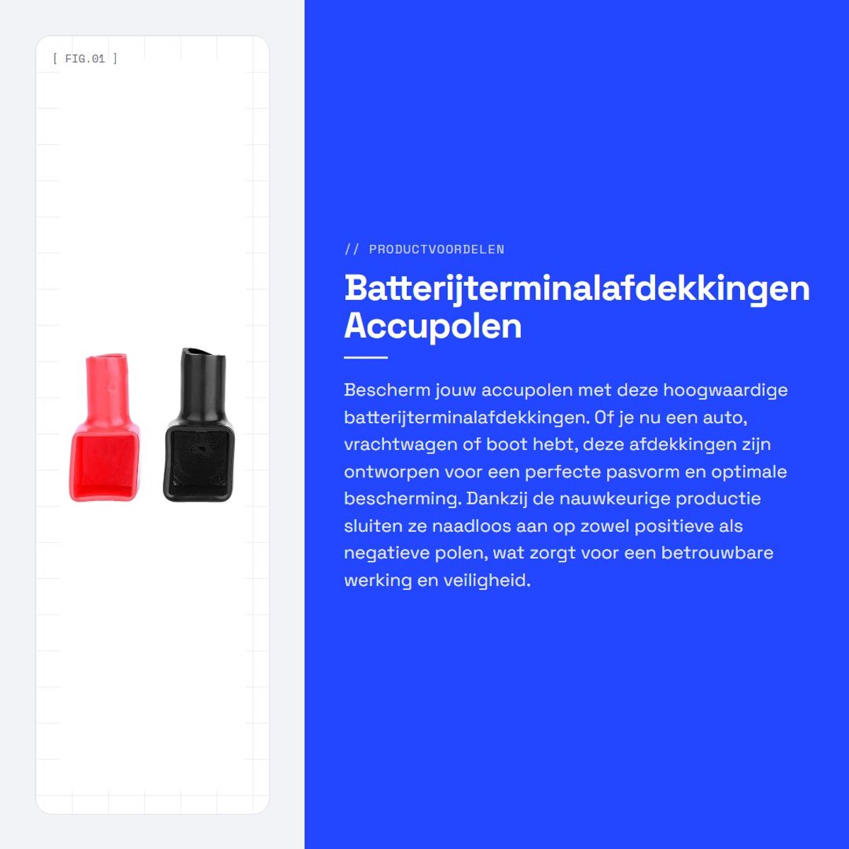 Dailygoods - Batterijterminalafdekkingen - Accupolen bescherming - Compact en lichtgewicht - Rood Zwart - Ideaal voor auto en vrachtwagen - Kwaliteits...