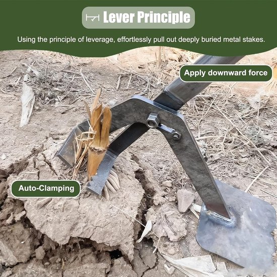 Worteltrekker Gereedschap - Stronkenverwijderaar - Tuin Onderhoud - Hefboomprincipe Ontwerp - 103 cm Lengte - Metaal van Merkloos	 — afbeelding 2
