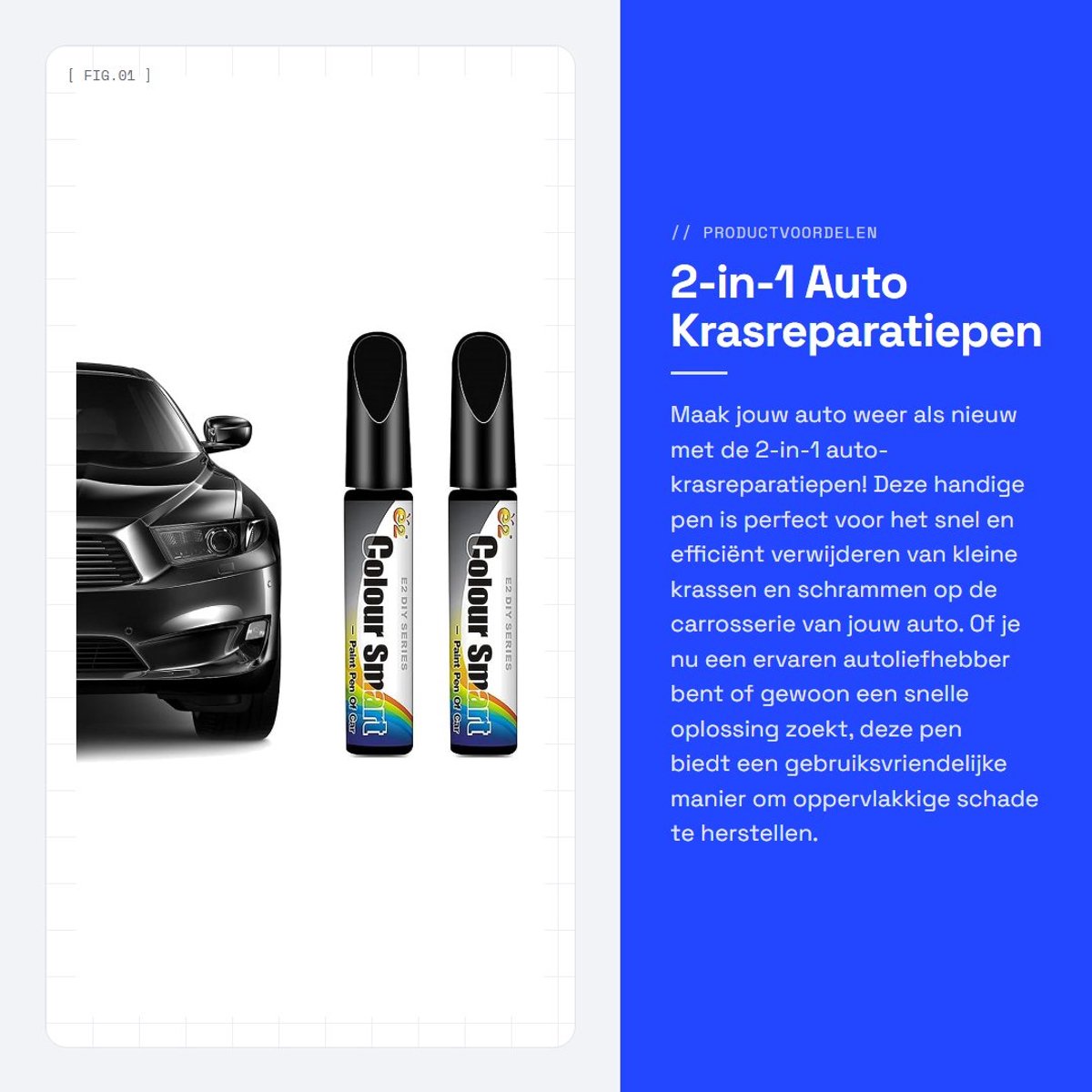 Dailygoods- Auto-Krasreparatiepen 2-in-1 - Krasverwijderaar - Snelle Oplossing - Lakverwijderaar - 1 Stuk - Perfect voor Autoliefhebbers