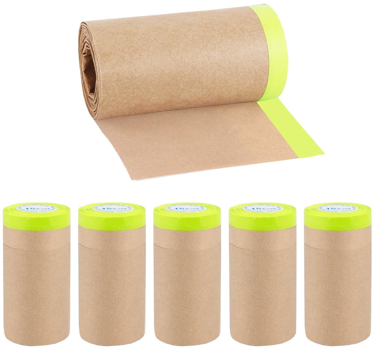 Dailygoods- Dekkleed met Tape - 15 cm x 15 m - Kraft Papier - Plakband - Verf Bescherming - Eenvoudig te Gebruiken - Geen Resten - Maskingtape
