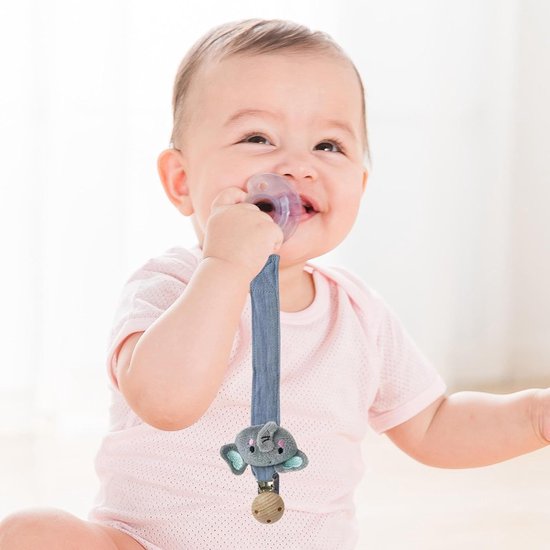 Fopspeenketting - Speenhouder clip - Baby spullen - Veilig en hygiënisch - 27 cm - Olifant van Merkloos — afbeelding 5