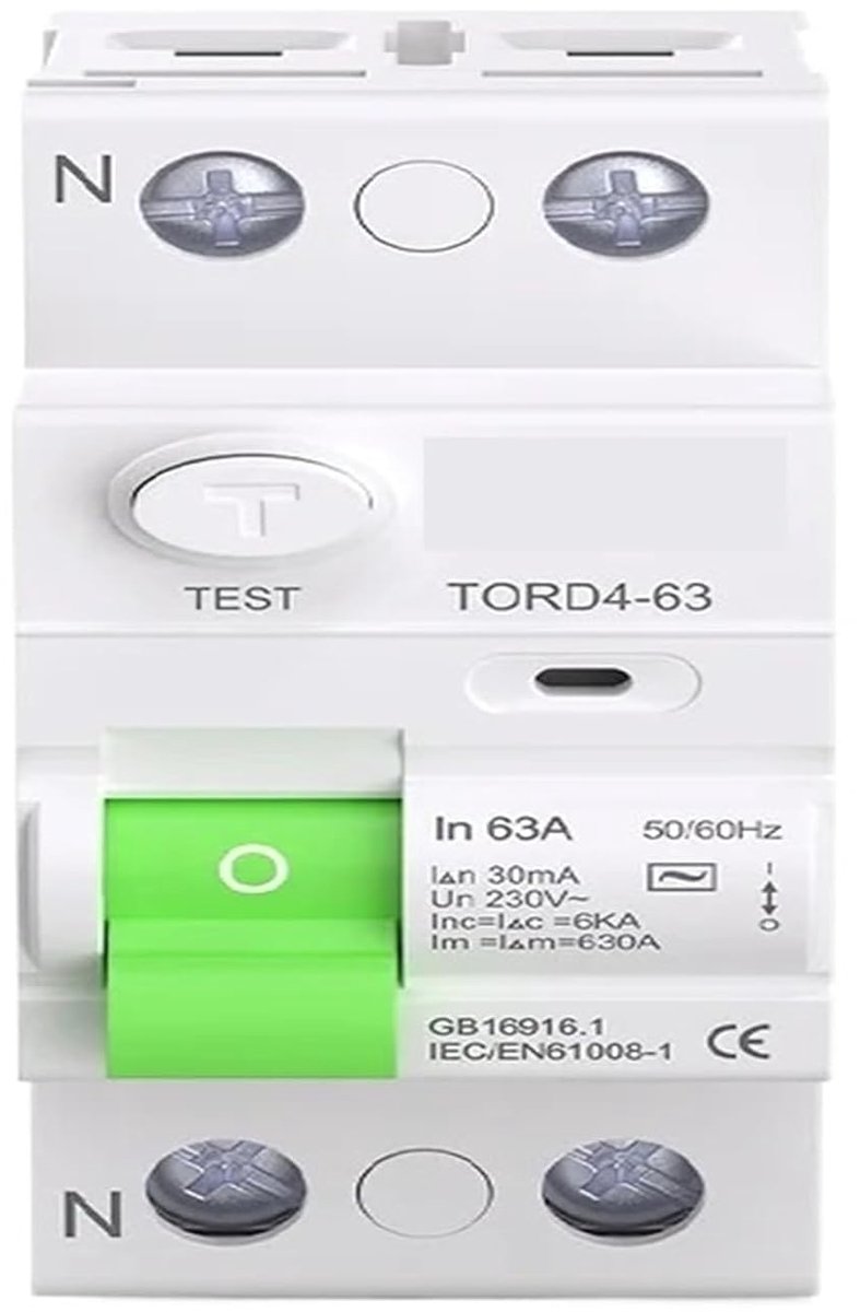 Stroomonderbreker - Aardlekautomaat - Veilige Stroomkring - 6 kA Schakelcapaciteit - 16A 10mA - Grijs