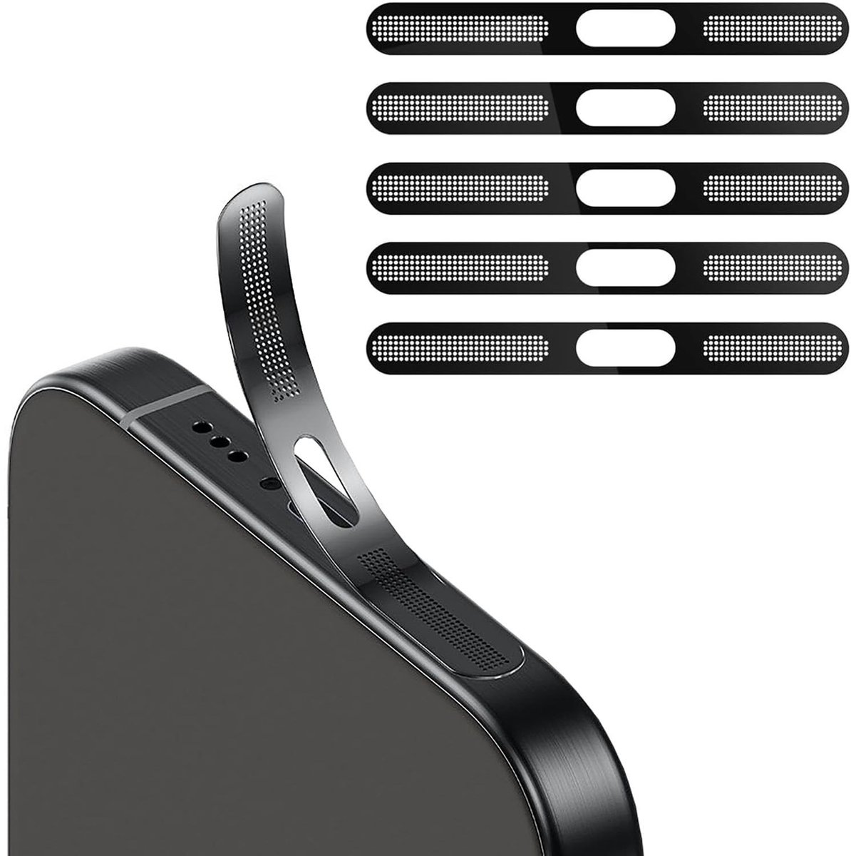 Dailygoods - Set van 5 Stofdichte Mesh-Stickers voor iPhone 16 Pro