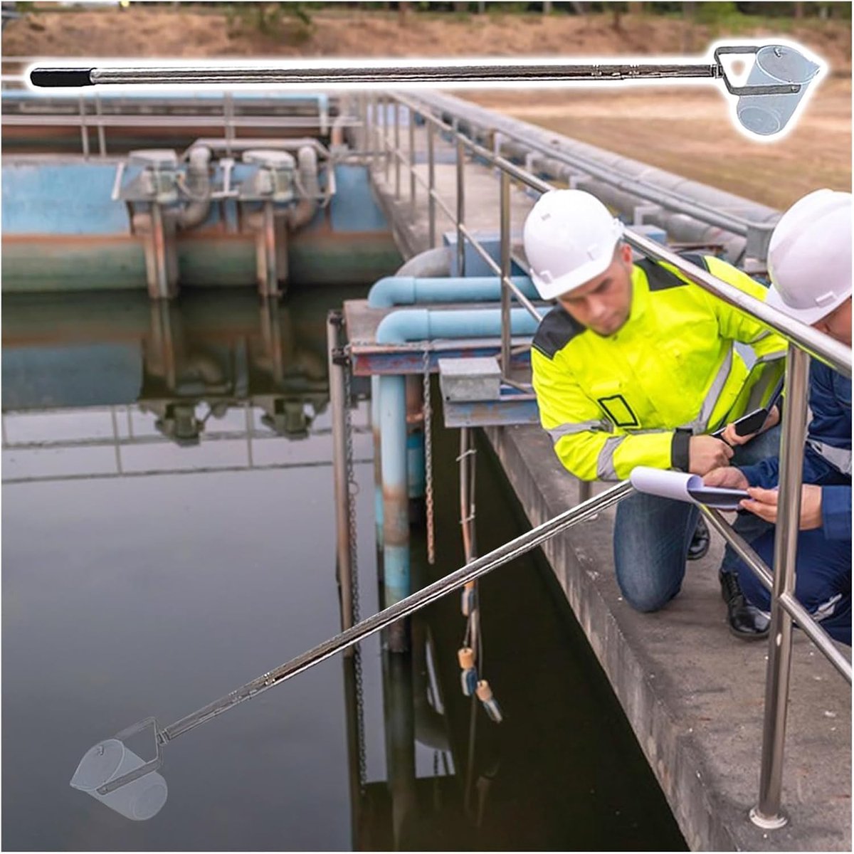 Telescopische watermonster - Verstelbare speen - Milieubewaking water - 360 graden rotatie - Tot 7 meter - Zilver