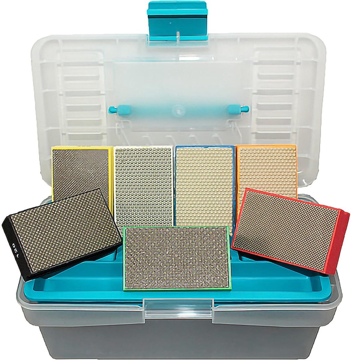 Diamantschuurpads Set - Handpads Schuurblokken - Rand Breken Slijpen - 7 Verschillende Korrels - Korrel 60-3000 - Grijs