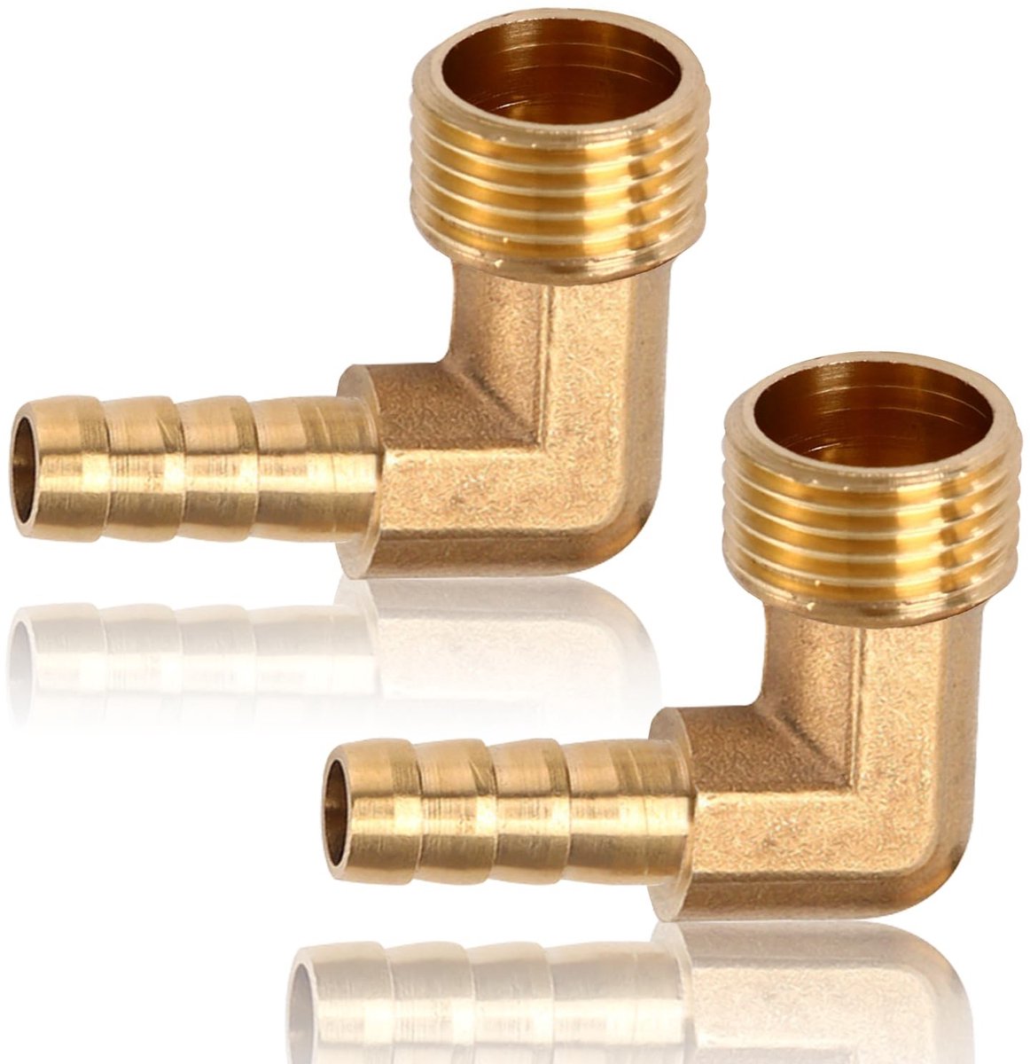 Dailygoods - 2 stuks 3/8" messing hoek 90° slangaansluiting, 3/8 inch buitendraad op 10 mm bar-koppelingsaansluiting geschikt voor drinkwater, sanitaire aansluitstukken, accessoires voor waterslang