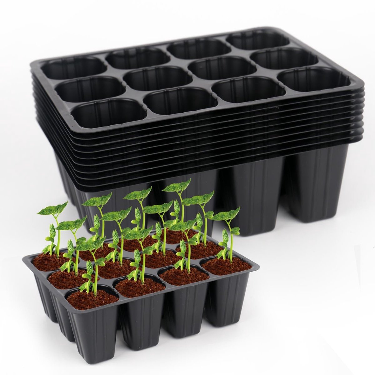 Dailygoods- Zaailingstartersset 120 Cellen - Herbruikbaar - Mini-Propagator - Kweekset voor Planten - Kunststof Kiemschalen - Instelbare Ventilatiegaten - Kweekbak