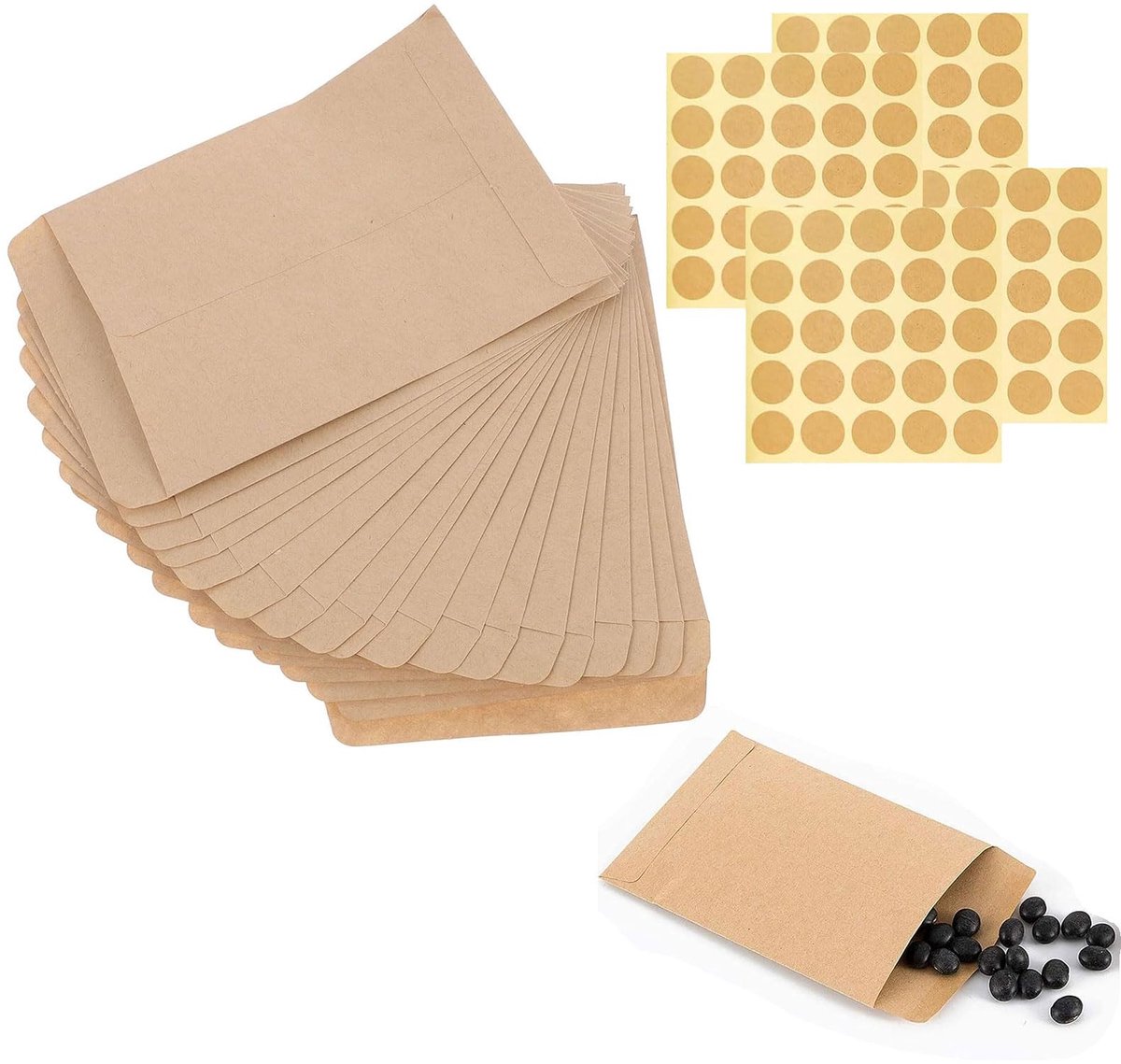 Dailygoods- Zaadzakjes 100 stuks - Papieren Zakjes 9x13 cm - Milieuvriendelijk - Verpakkingzakjes - Cadeauzakjes - Voedselveilig - Verpakkingszakjes