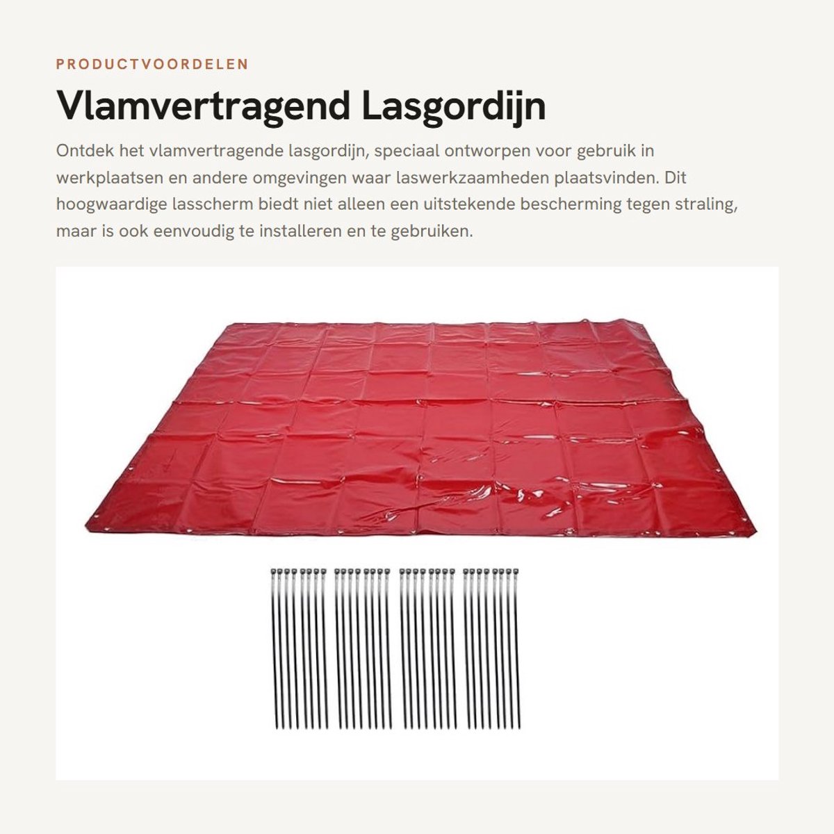 Dailygoods- Lasgordijn Vlamvertragend - 6 Niveaus Stralingsbescherming - 1,74 x 3 m - Lichtgewicht - Hangend Lasscherm - Inclusief Kabelbinders
