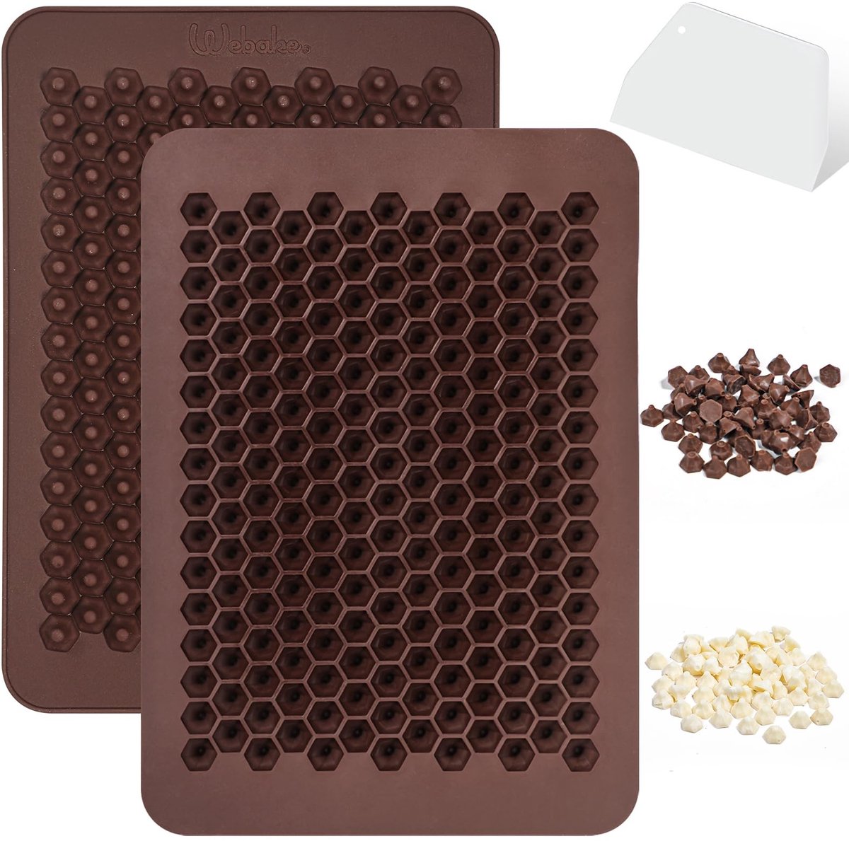 Dailygoods- Chocolade Mal Siliconen - 202 Holtes - Antiaanbakbaar - Flexibel - Chocolade Maken - Inclusief Schraper - Hittebestendig - Snoepmal