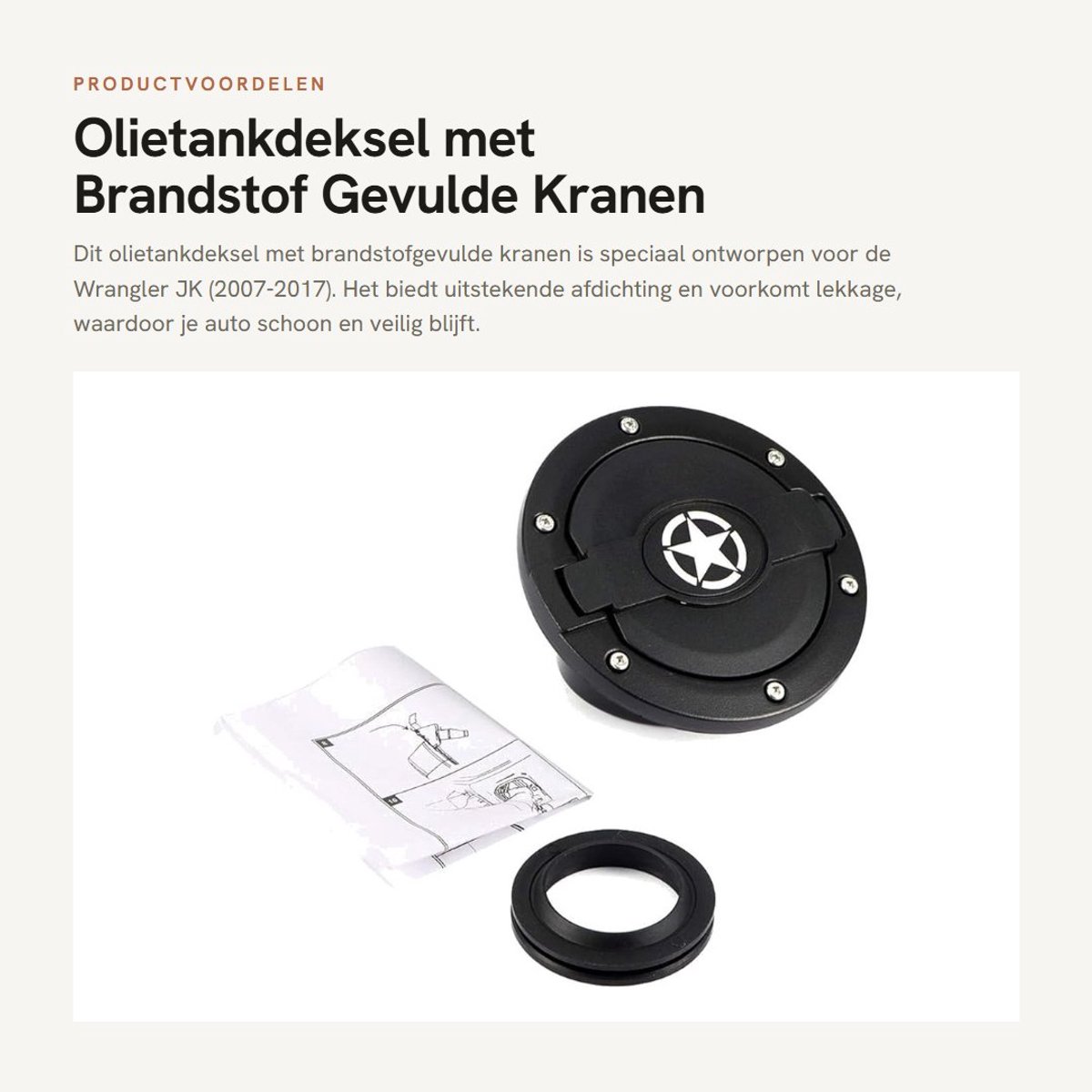Dailygoods- Olietankdeksel met uitstekende afdichting - Tankdeksel - Brandstofdeksel - Aluminiumlegering - Geschikt voor Wrangler JK 2007-2017 - Luxe sterrenpatroon