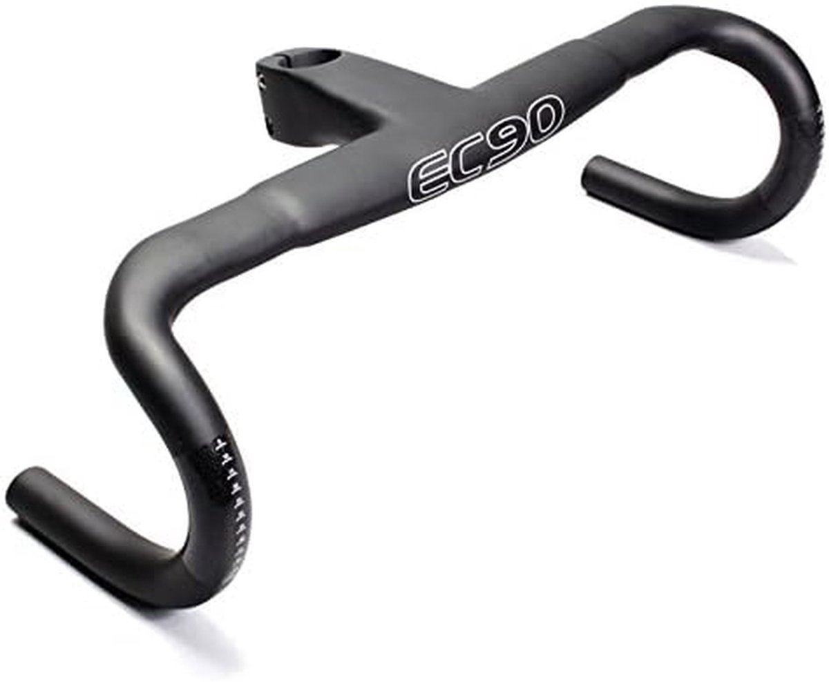 Fietsstuur Carbon - Racefiets Stuur - Comfortabel Fietsen - Ergonomisch Ontwerp - 400x100 mm - Zwart Grijs