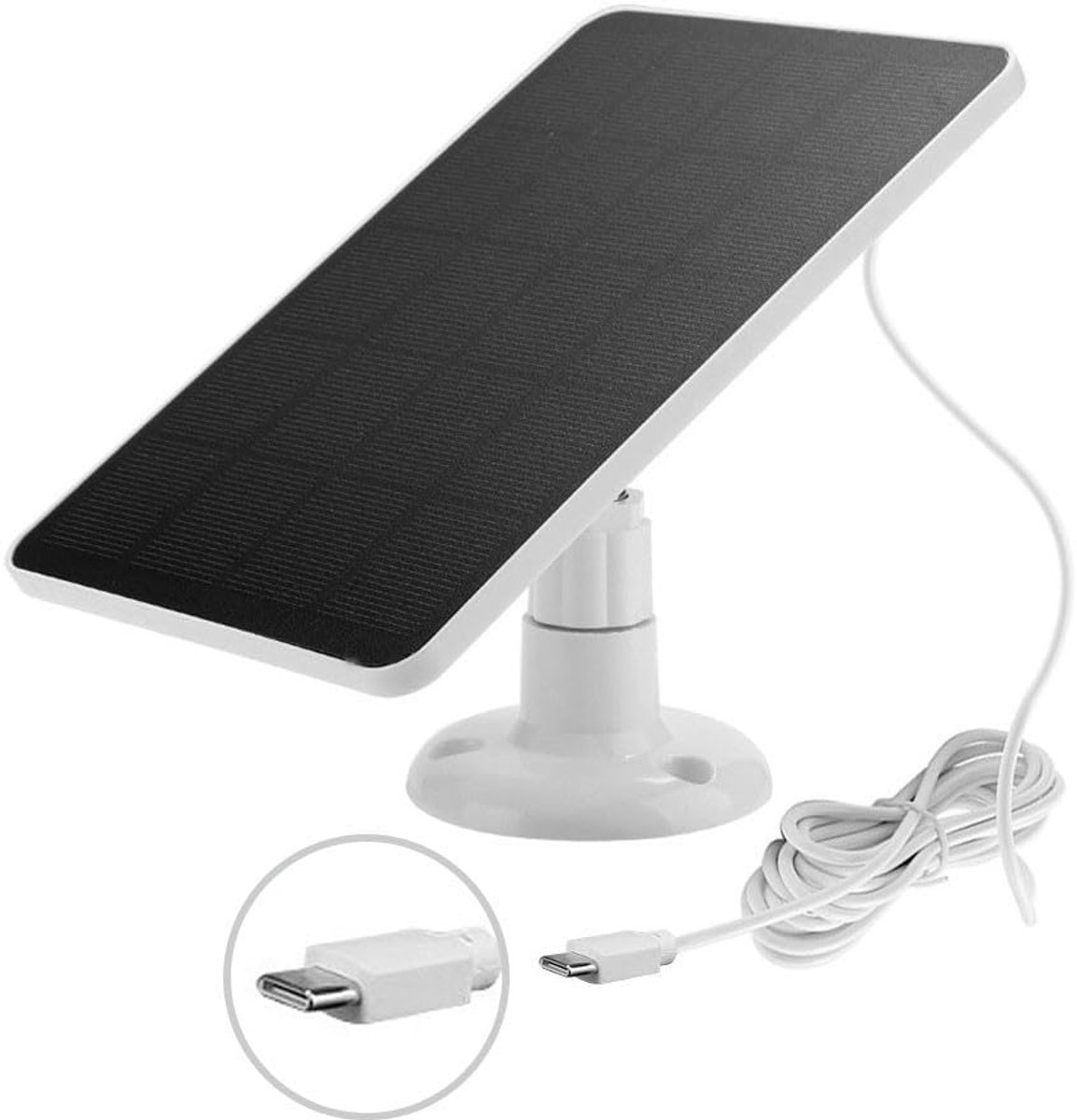 Zonnepaneel - Energiebron - Camera opladen - Lange kabel - 4W - Wit