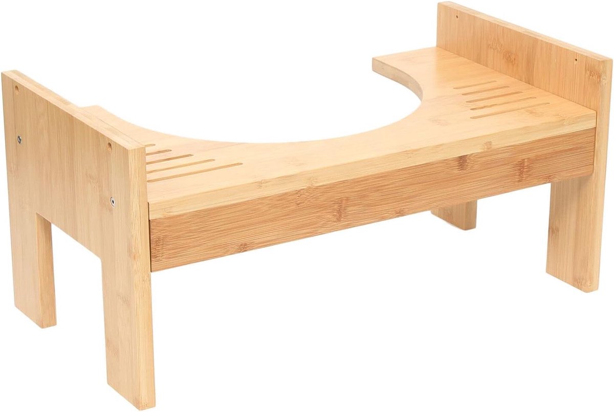 Toiletkruk Bamboe - Voetensteun wc - Comfortabel zitten - In hoogte verstelbaar - 45 x 25 cm - Natuurlijk hout