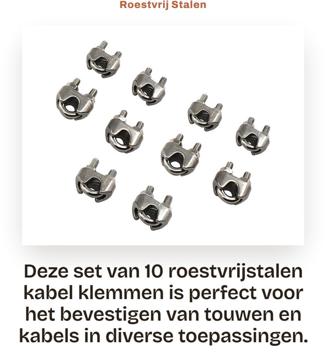 Dailygoods- Kabelklem M5 - 10 Stuks - Roestvrij Staal - Draad/Touw Clip - Anticorrosie - Voor Touw/Kabel tot 5mm - Kabelclip