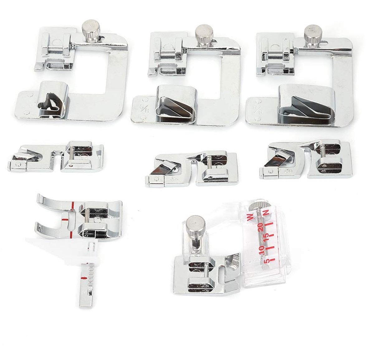 Dailygoods- Persvoet Set van 8 Stuks - Naaimachinepers - Accessoires - Hardmetaal - Kunststof - Duurzaam Materiaal - Naaimachineaccessoires