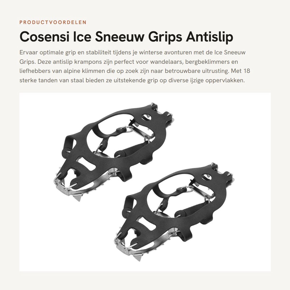 Dailygoods- Sneeuwgrips 18 Tanden - Krampons - Antislip - Sterk Stalen Systeem - Lichtgewicht - Voor Wandelen en Bergbeklimmen