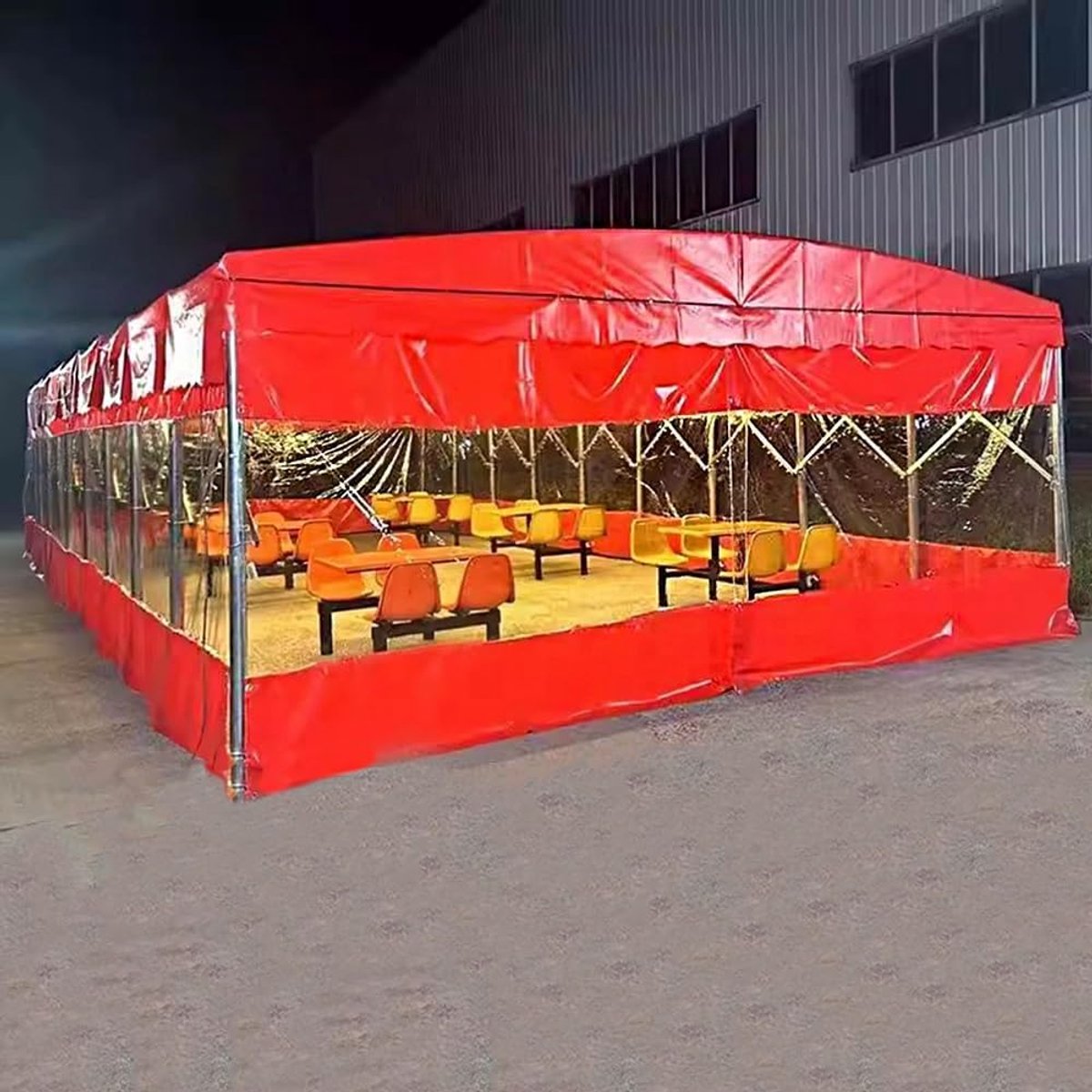 Transparante Dekzeilen - Afdekzeil PVC - Regenbescherming Tuin - Verdikt Scheurbestendig - 1 x 1 m - Rood Transparant