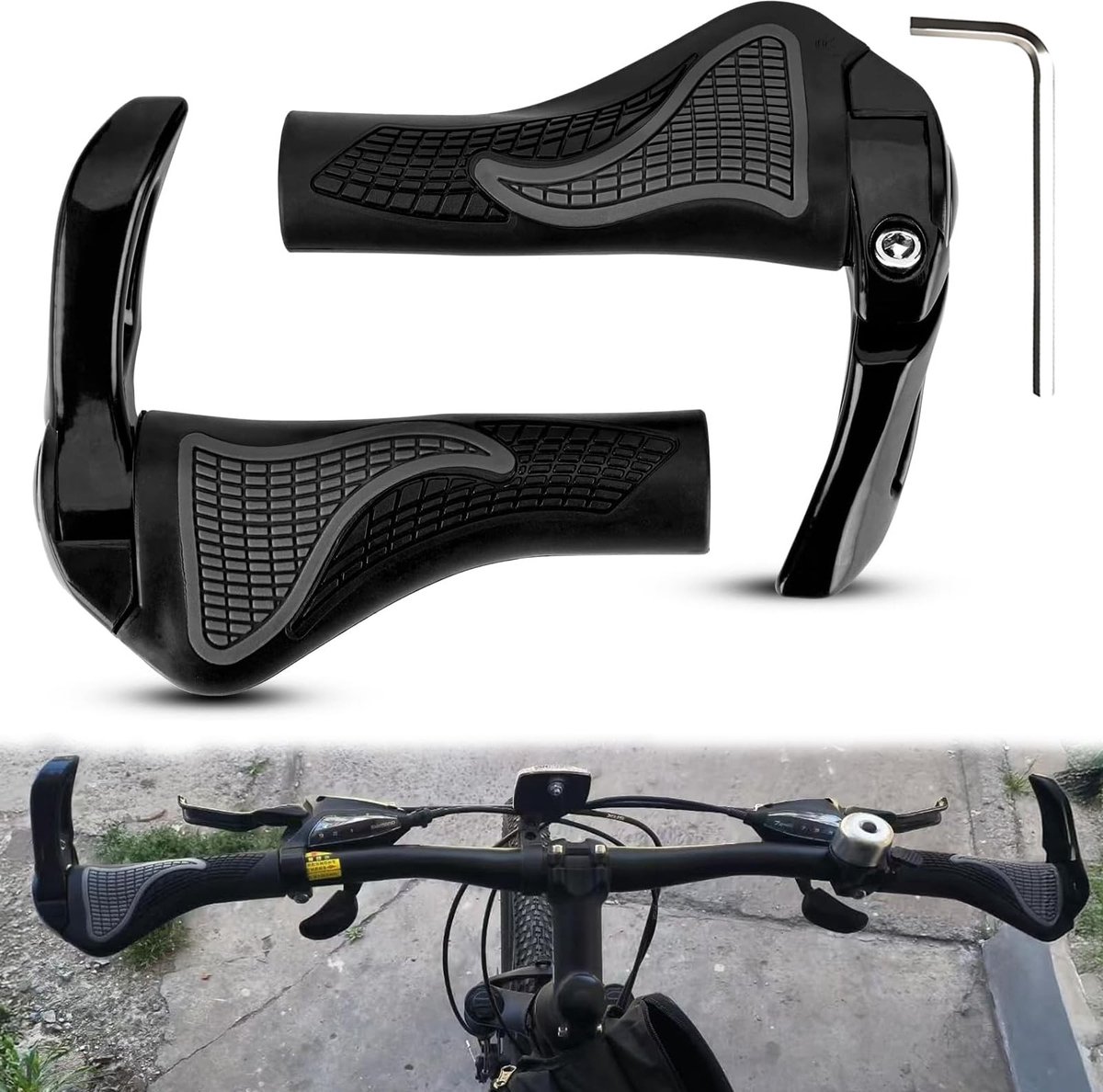 Ergonomische Fiets Handvatten met Dubbelzijdige Lock-on Klemmen - Antislip Grip voor Mountainbike & Racefiets