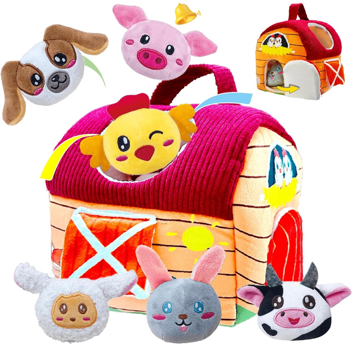 Dailygoods- Montessori Speelgoed Boerderij - Educatief Speelgoed - Sensorisch Speelgoed - Rammelspiegel - Baby Speelgoed 6-12 Maanden - Tactiele Ontwikkeling - Babyspeelgoed
