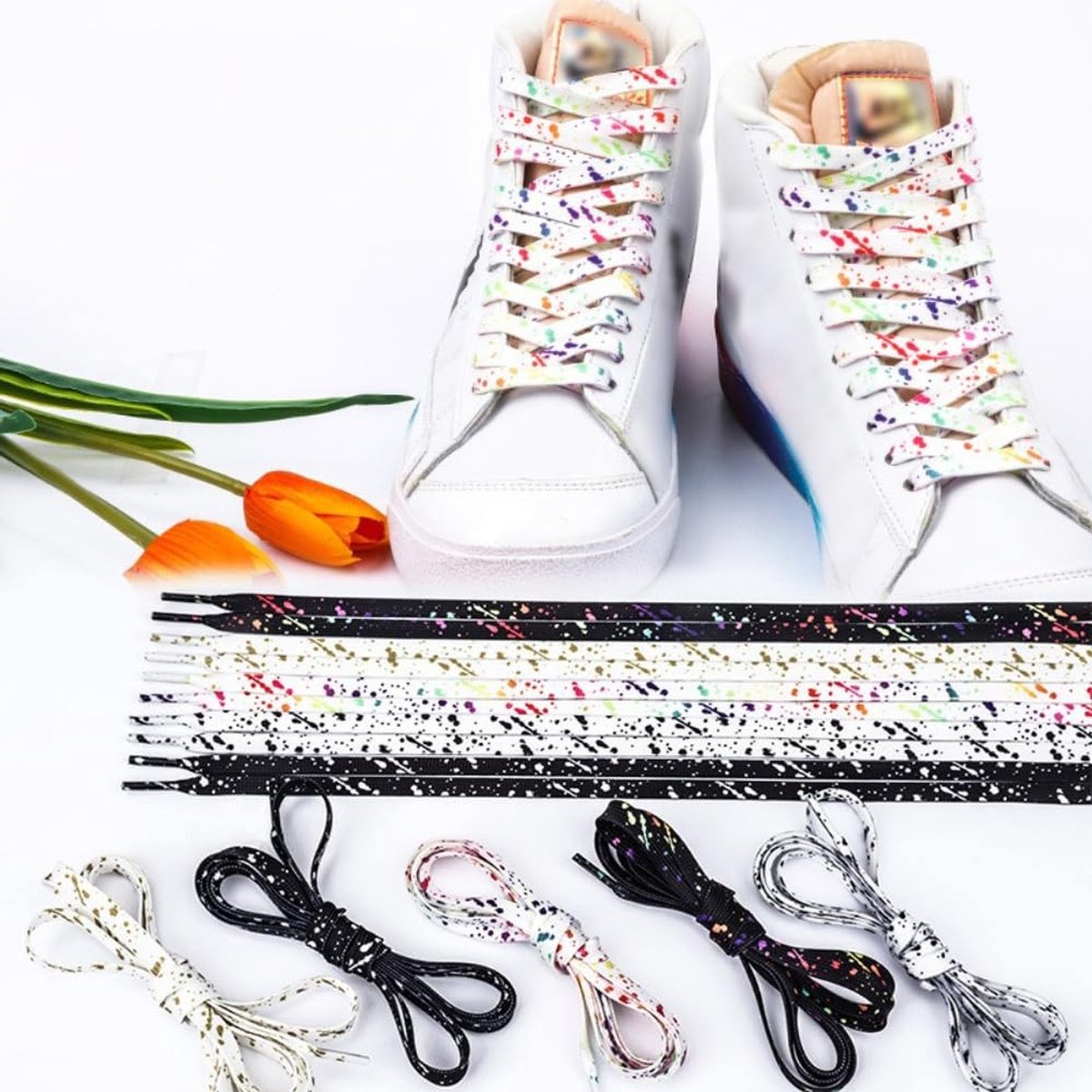 Dailygoods- Schoenveters Scheurvast - Platte Veters - Inktpunt Veters - 80/100/120/140/160/180 cm - 8 mm Breed - 2 Paar