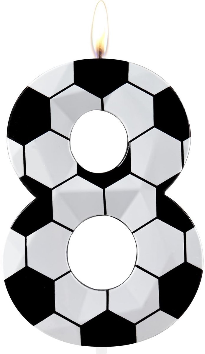 Dailygoods- Kaarsen Voetbal Thema - 8e Verjaardag Kaarsen - Cake Topper Decoratie - Premium Wax - 3D Diamant Ontwerp - Eenvoudig te gebruiken - Taartdecoratie