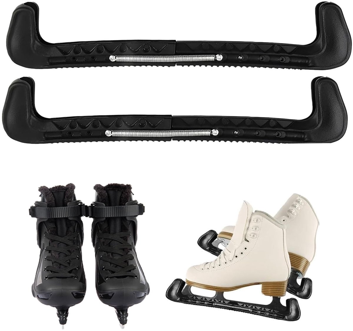 Dailygoods - Verstelbare schaatsijsschaatsbescherming, schaatsbescherming, kunstschaatsen, bescherming van het ijshockey, schaatsen (zwart)