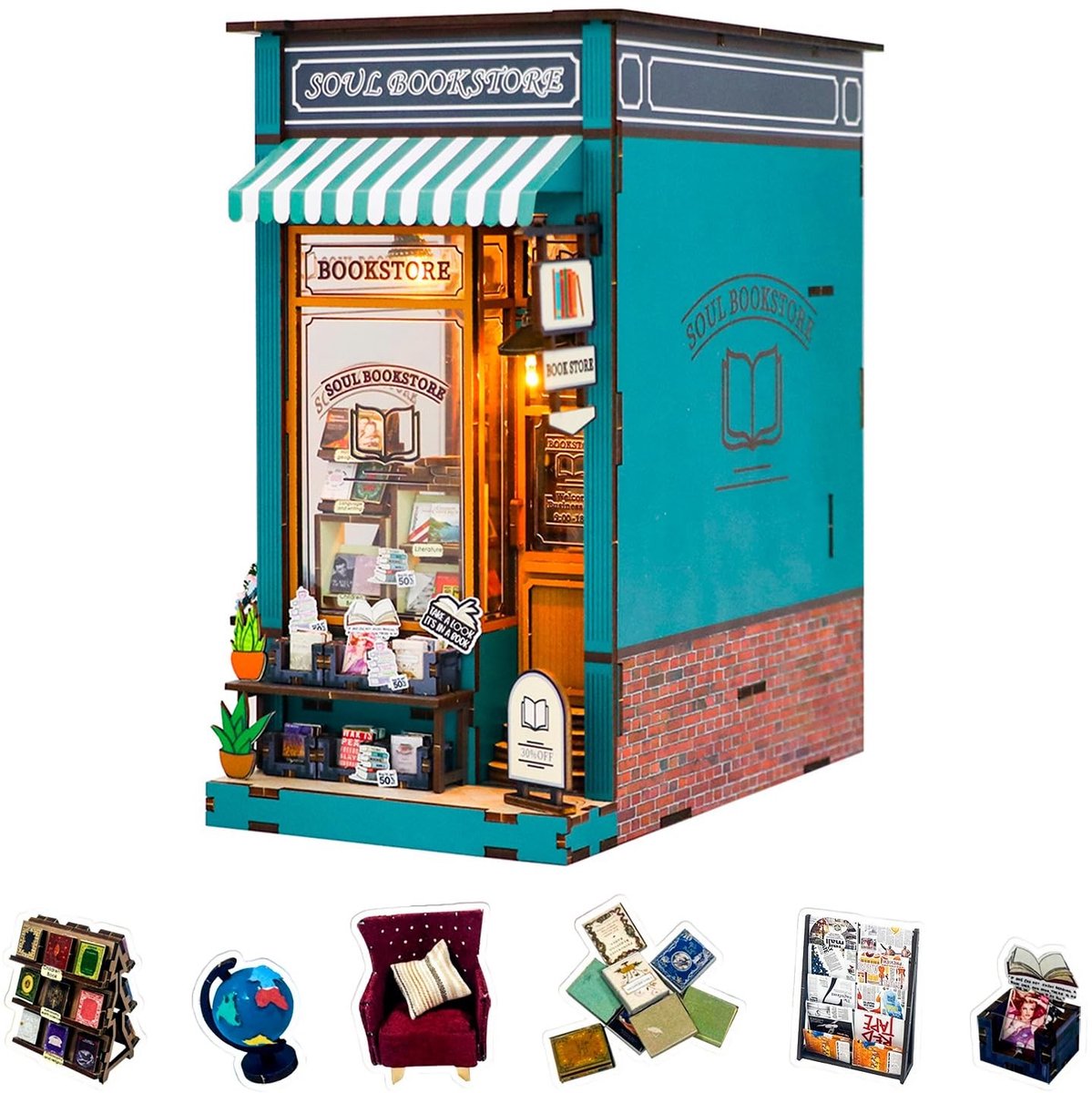 Dailygoods - DIY Book Nook Kit met LED-verlichting voor Miniatuur Decoratie