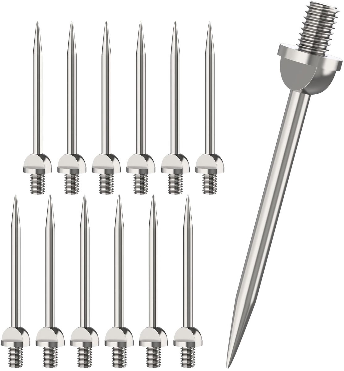 Dailygoods- Dartpijlen 12 Stuks - Stalen Punten - Zilveren Dartpunten - Steeldart Punten - Upgrade Softdarts - Nauwkeurige Stalen Punten
