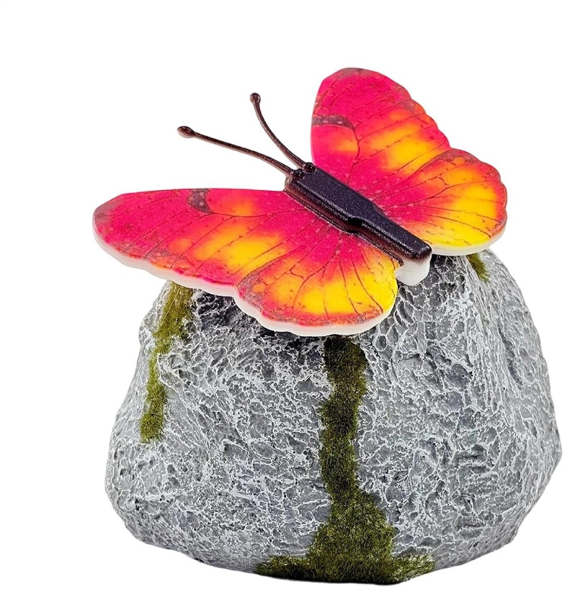 Decoratieve Tuinsteen - Imitatie Rots - Tuin Verlichten - Zonne-energie LED - 13x12x10cm - Rood