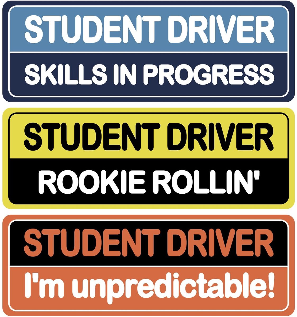 Dailygoods- Waarschuwingsstickers 3 Stuks - Reflecterende Magnetische Stickers - Herbruikbare Bumperstickers - Voor Studentenchauffeurs - Duurzaam Materiaal - Kleurrijk Ontwerp - Autosticker