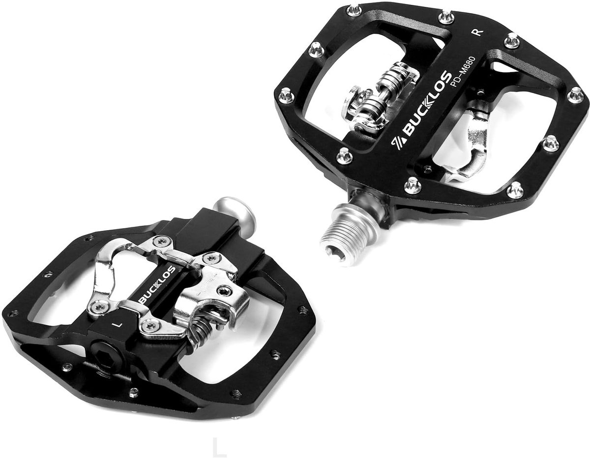 Dailygoods- SPD-pedalen met dubbele functie - Klikpedalen racefiets/mountainbike - Antislip spikes - Afgedichte lagers - Roestvrij staal - CNC-aluminiumlegering