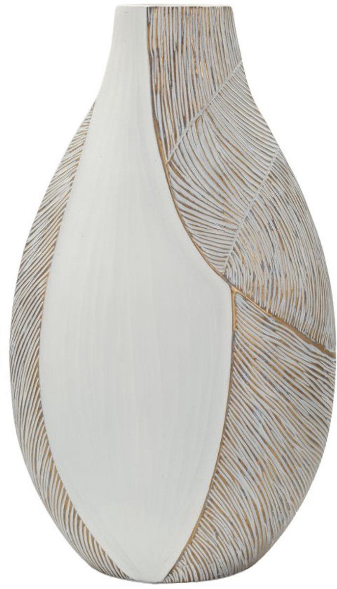 Mauro Ferretti Vaas Ho Chi Minh Resin Vase 29,5×13,5×50 cm Wit Wash